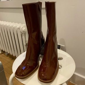Miista Brown Asta Patent Leather Boots